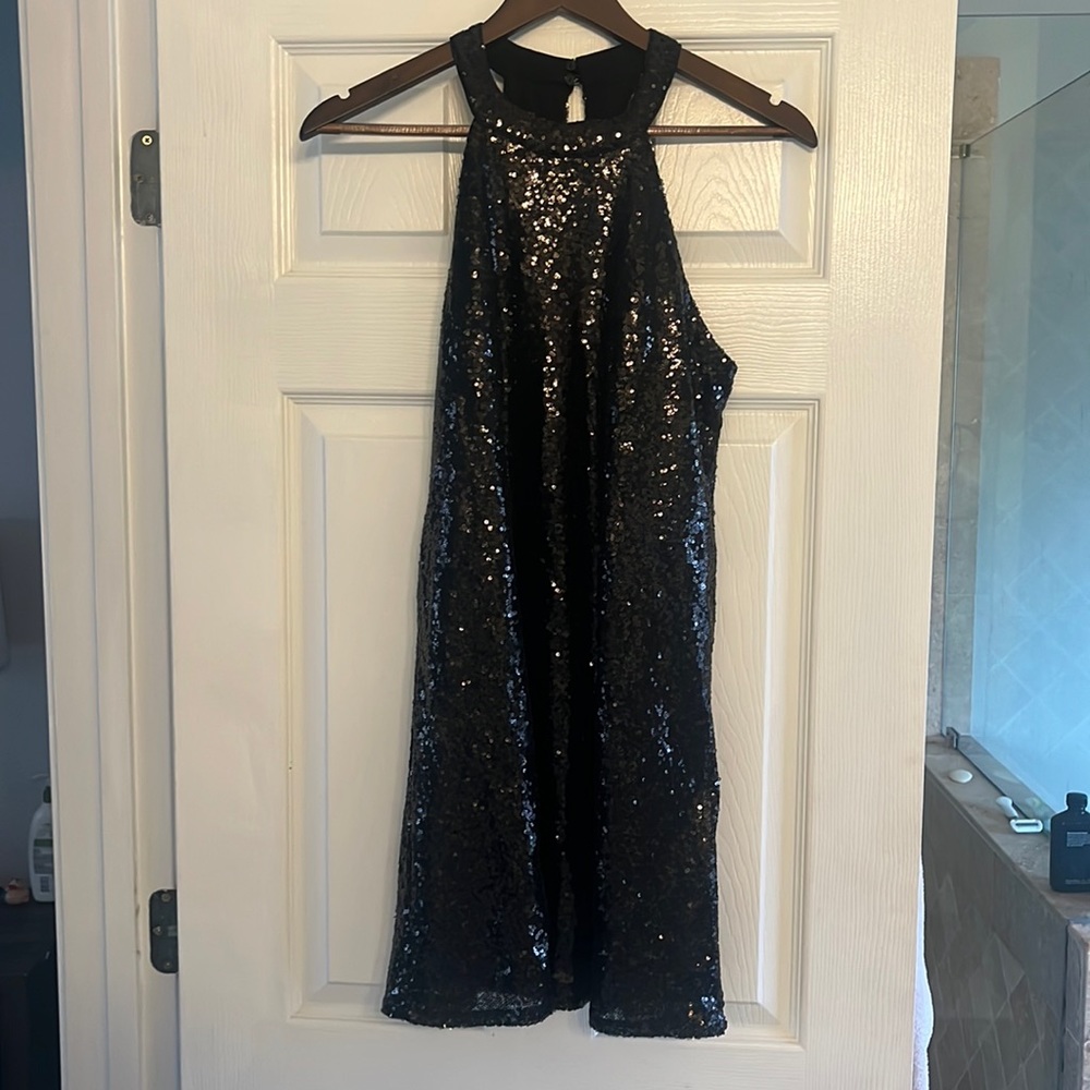 Black Sequin Mini Dress. Size medium